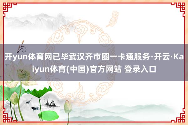 开yun体育网已毕武汉齐市圈一卡通服务-开云·Kaiyun体育(中国)官方网站 登录入口